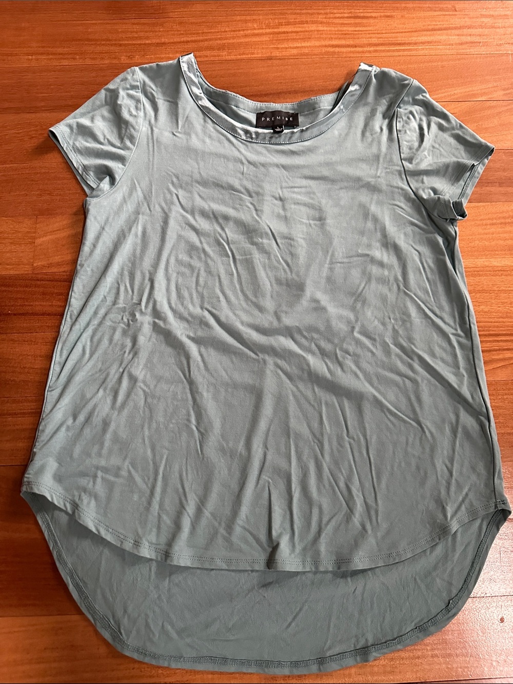 Premise Sage Green Short Sleeve Curved Hem Tee